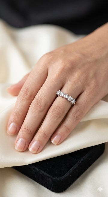 Delicate Diamond Eternity Band – Elegant Half Eternity Wedding Ring in White Gold