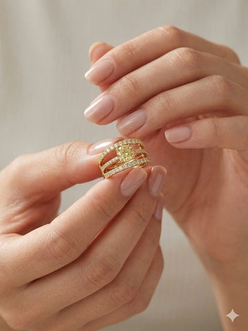 Triple-Layer Crystal Stack in 14K Gold Finish