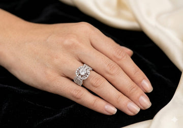 Luxury Halo Diamond Bridal Ring Set – Elegant Round Cut Engagement & Wedding Band in White Gold