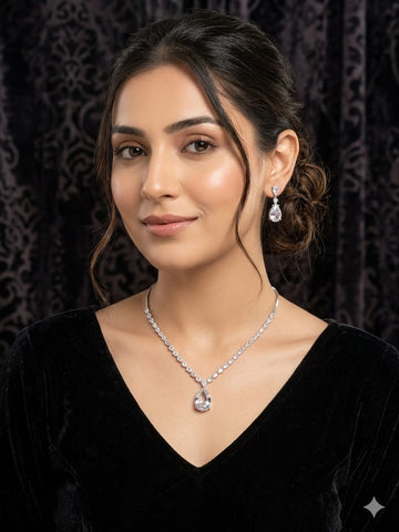 Elegant Teardrop Crystal Jewelry Set – Luxury Necklace & Earrings for Timeless Glamour