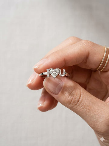 "I ❤️ U" Heart-Cut Diamond Promise Ring in Sterling Silver