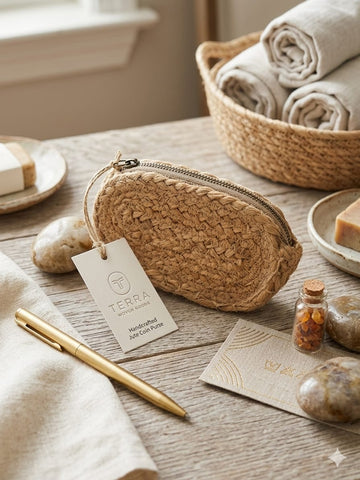 Terra Handcrafted Jute Coin Purse – Natural Woven Small Essentials Pouch