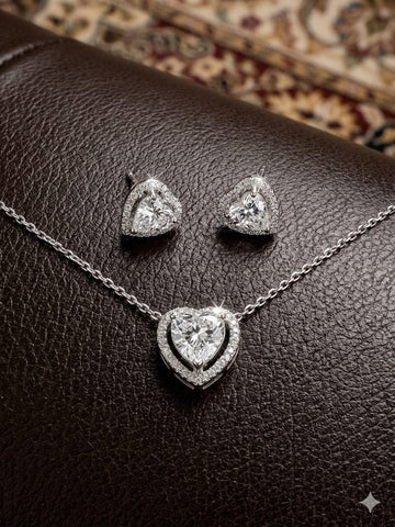 Sparkling Crystal Floral Pendant & Stud Jewelry Set