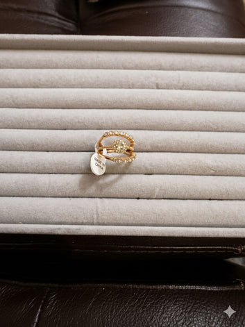 Triple-Layer Crystal Stack in 14K Gold Finish