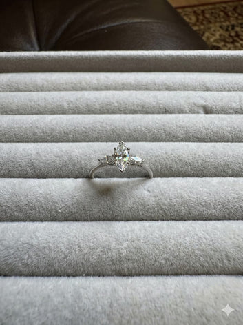 Marquise Cut Diamond Engagement Ring in Sterling Silver